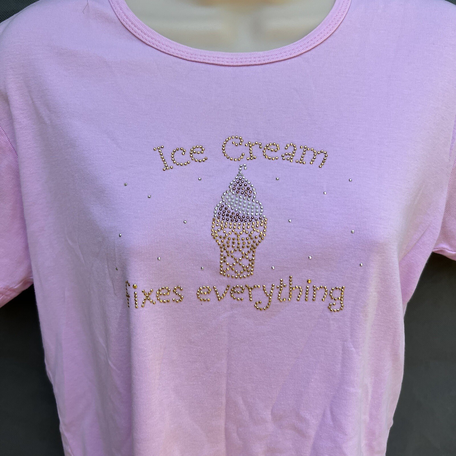Cactus Bay Size Medium Baby Tee Shirt Ice Cream Fixes Everything Shirt Top