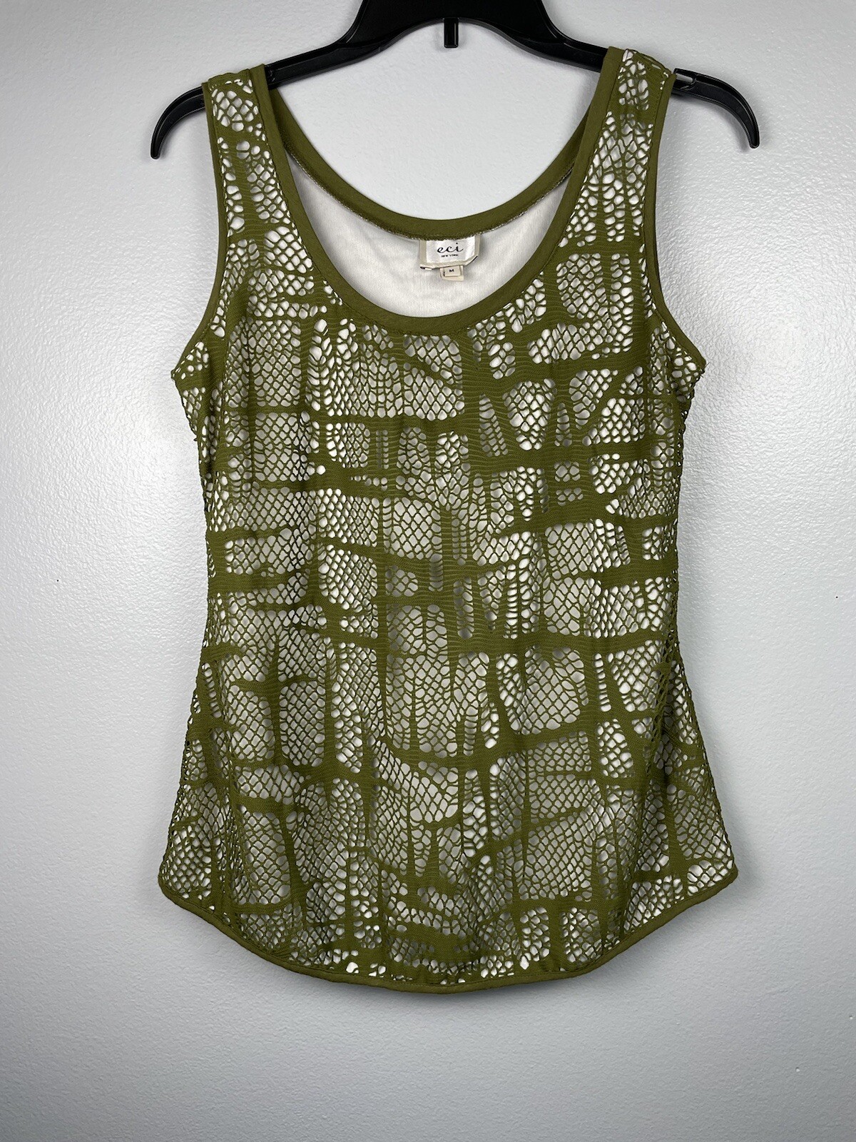 Eci New York Tank Top Army Green and White Size Medium