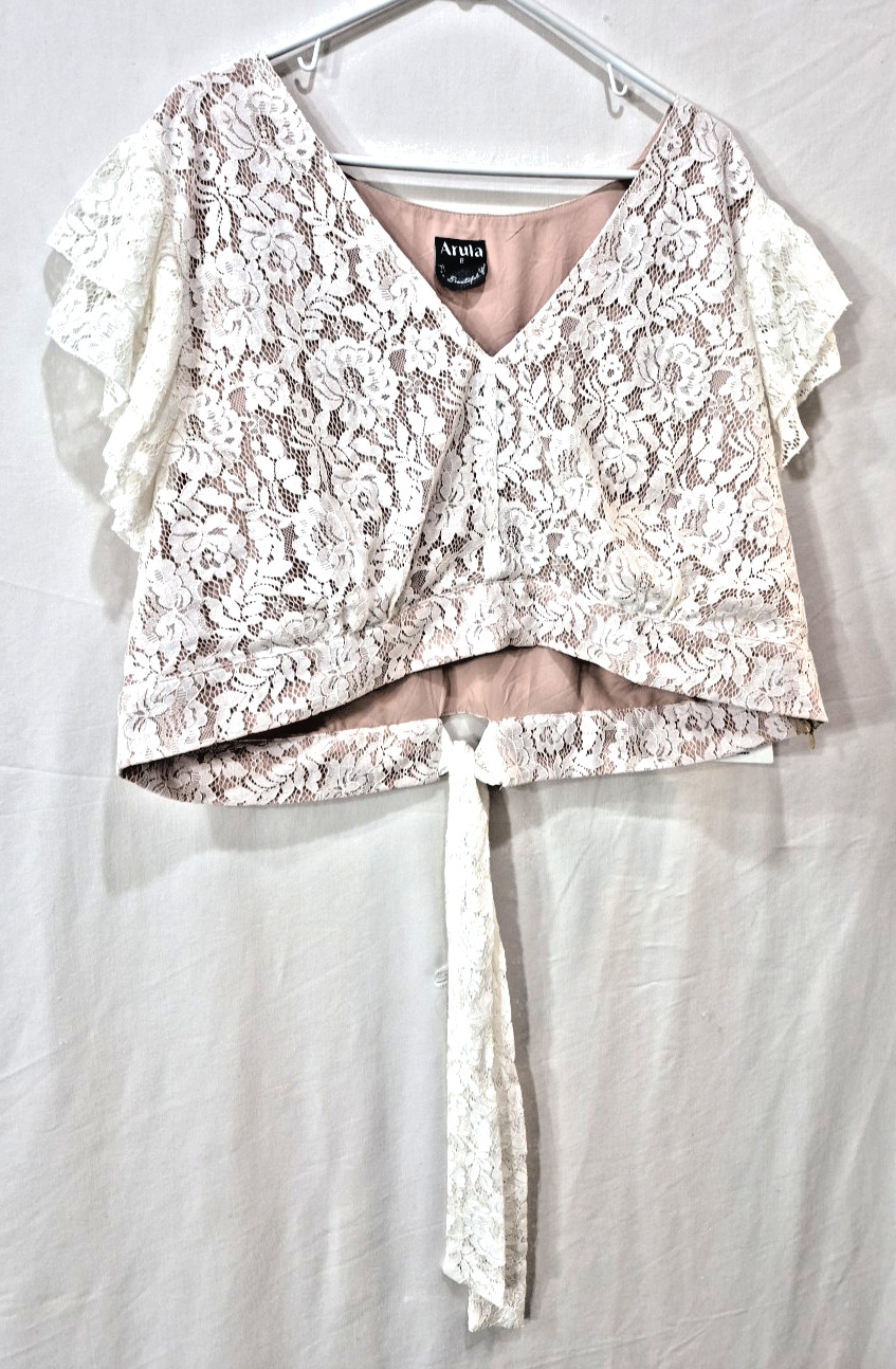 Arula Womens 2X Ivory Romantic Lace Boho Cottagecore Top NWT