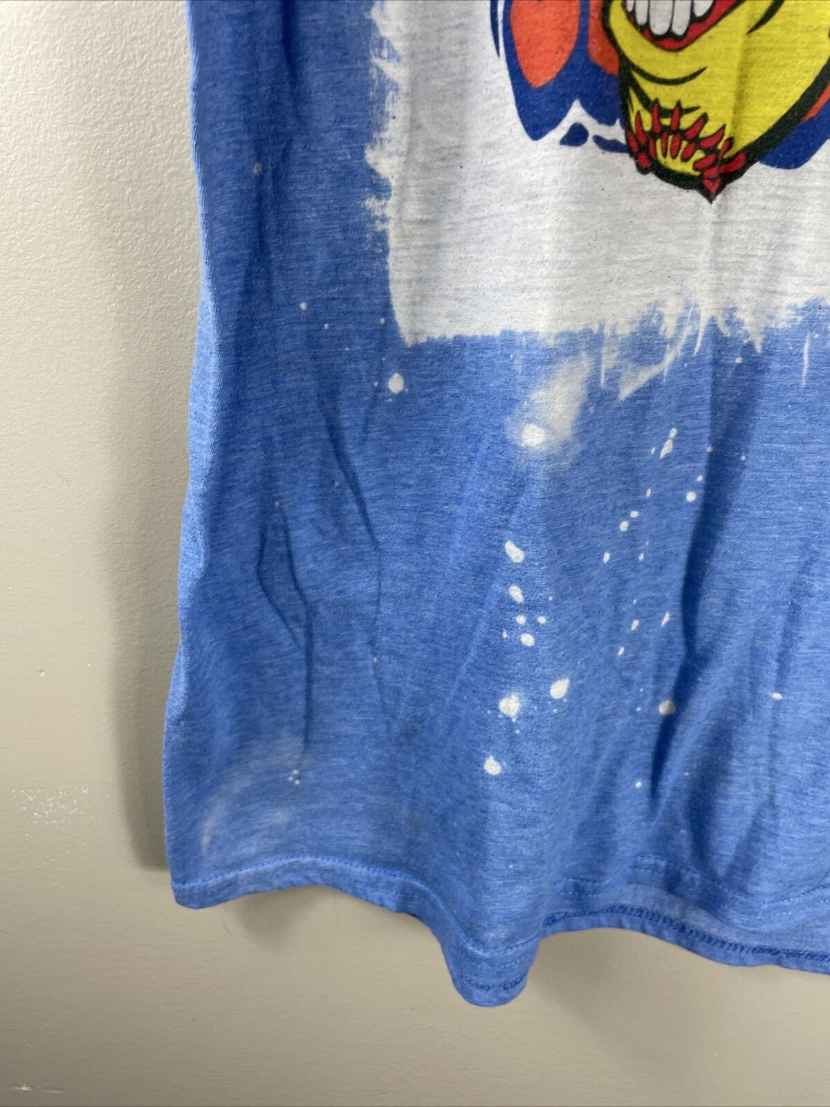 Gildan Bleach Dye Softball “Shell Shockers” T Shirt Women’s Large Blue & Orange