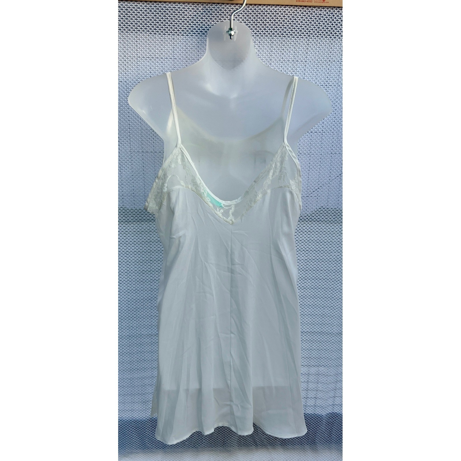 Chris & Carol Lace Trim Camisole Size L White Spaghetti Strap Boho Modern