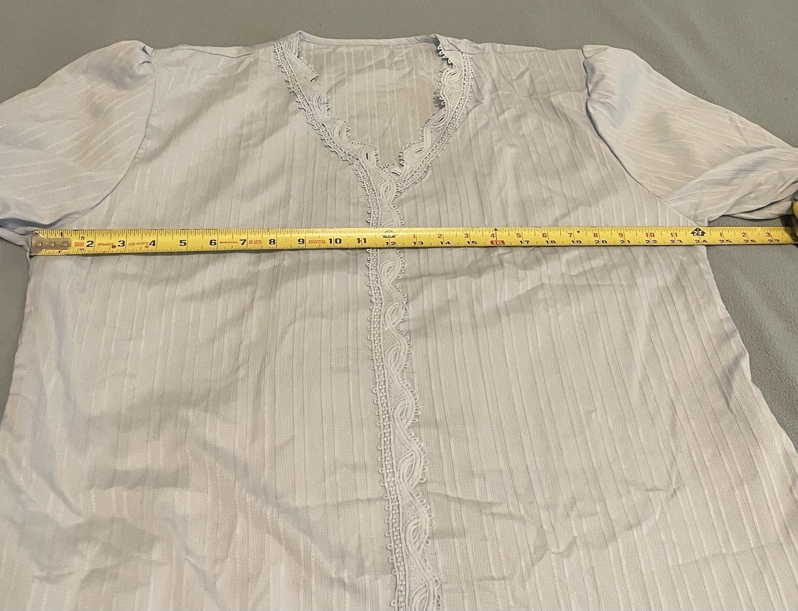 Blouse Casual Top Light Blue with Blue Trim V-Neck NEW Womens 2XL