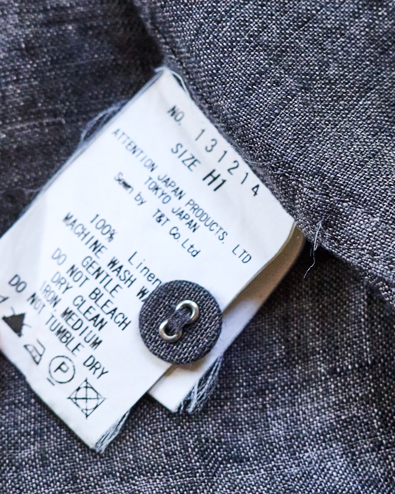 Vlas Blomme Pure Linen Cotton Button Up Shirt Size 1 Small Made in Japan Gray