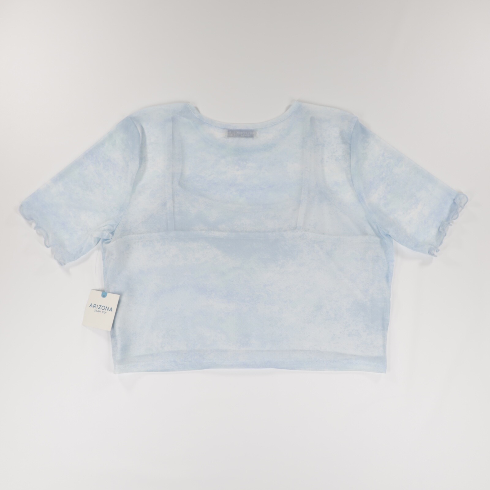 Arizona Jean Co Women’s Short Sleeve Mesh Cropped Top Light Blue Size XL