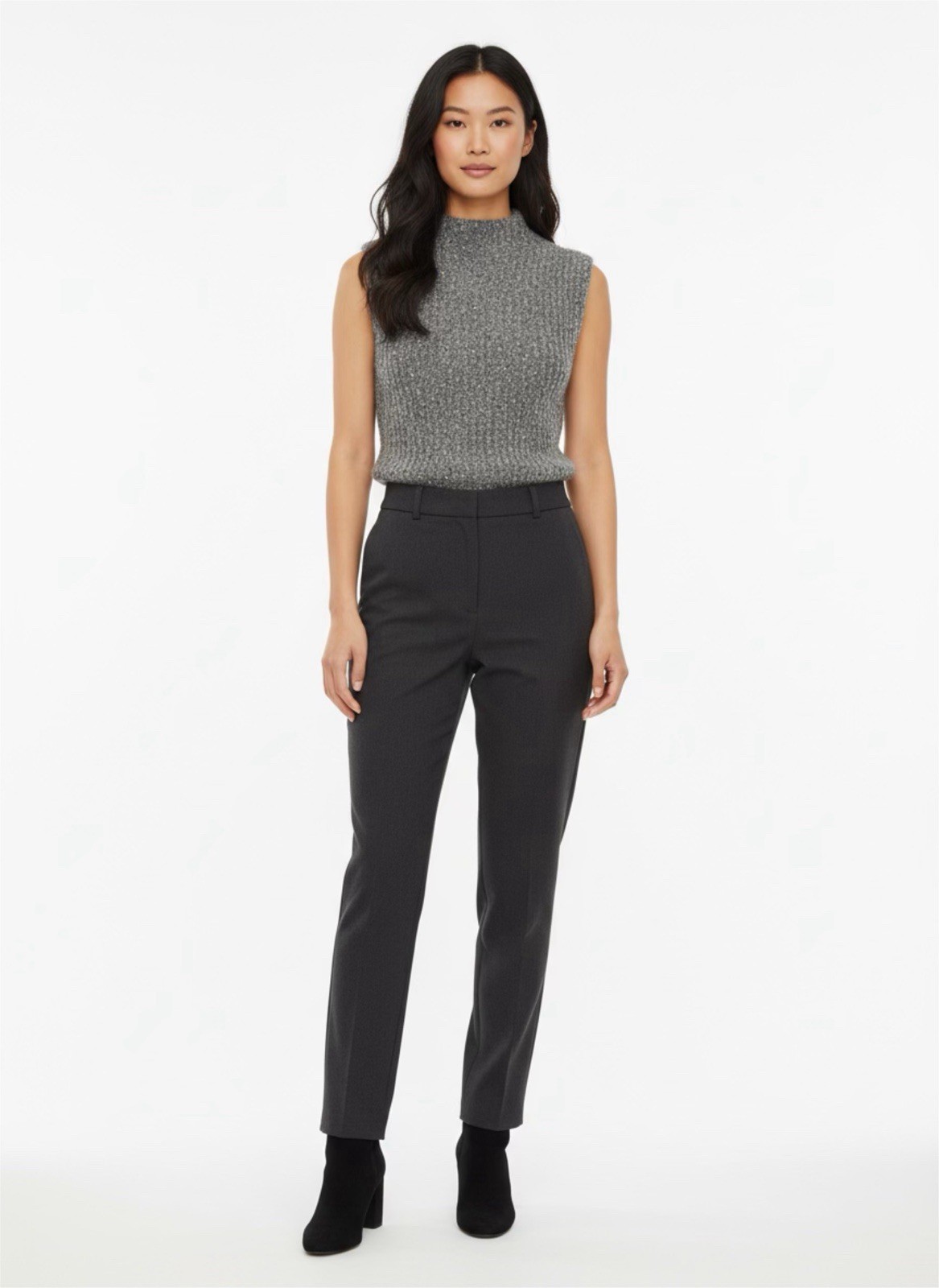 Madewell Speckled Knit Mock Neck Sleeveless Top Gray Size Small