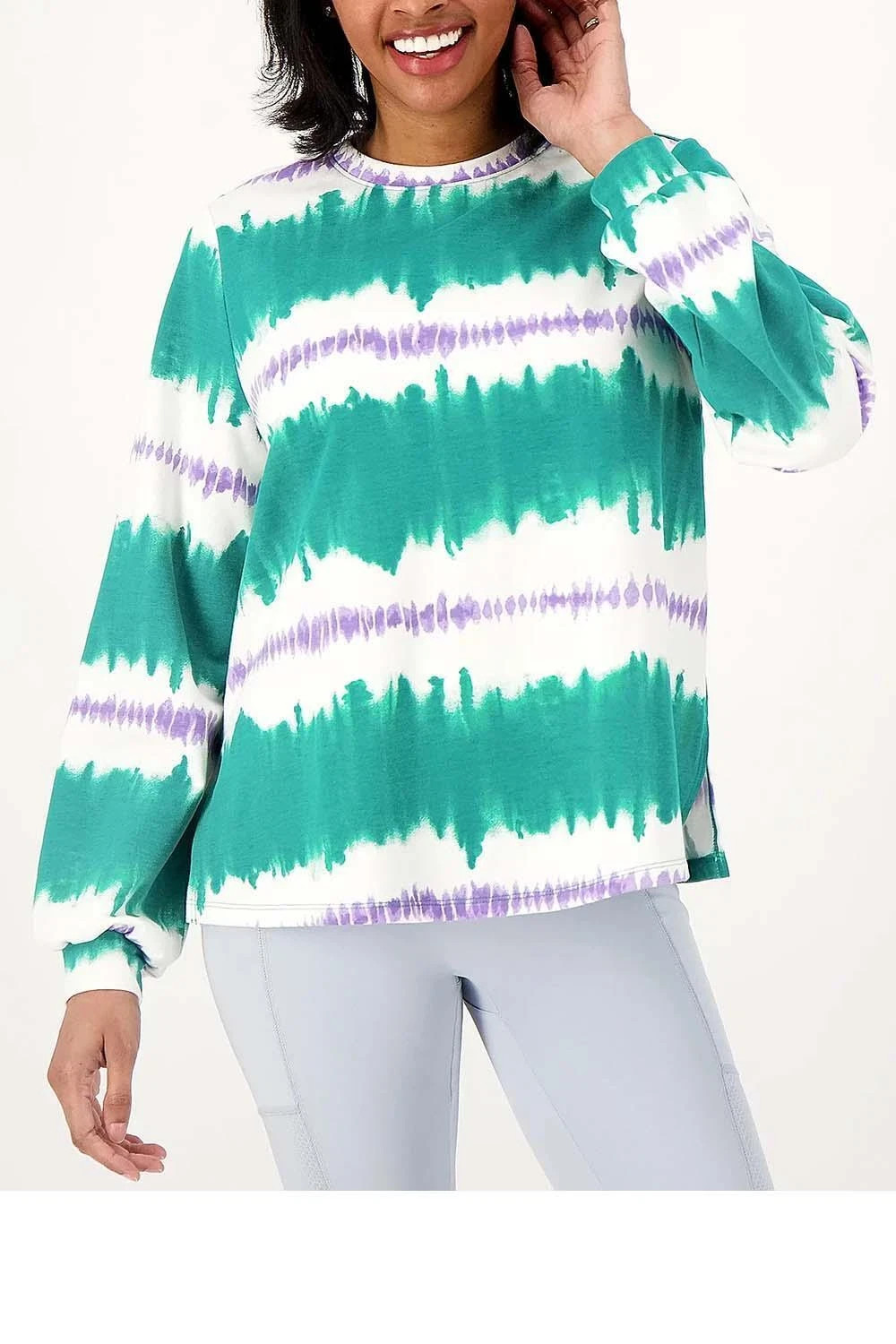 ANYBODY WASHED FRENCH TERRY PRINTED PULL TOP GREEN/PURPLE TYE DYE Size XL NEW