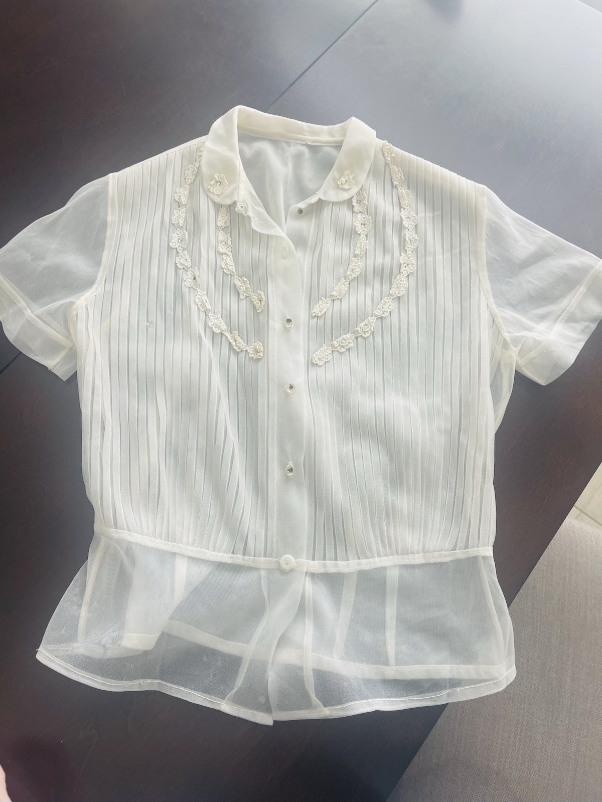 Gorgeous Vintage Elegant Button Blouse 50s/60s Size SMALL S