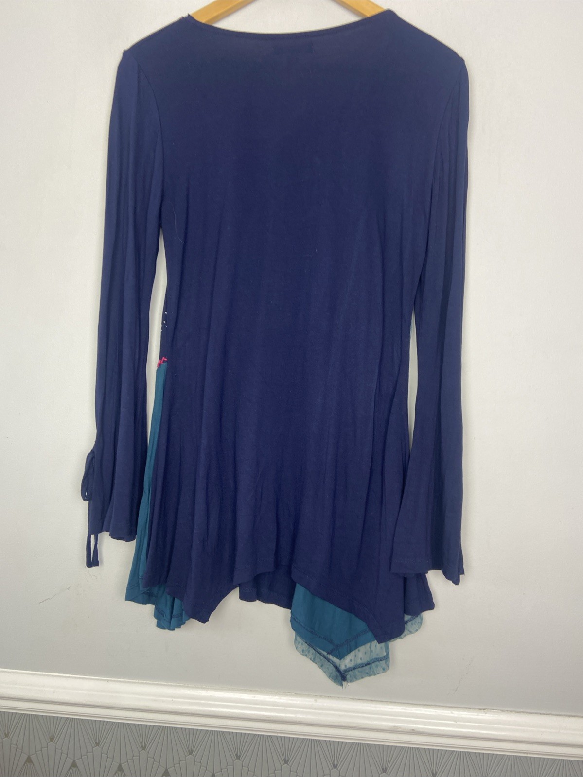 Joe Browns Top Womens Size 12 Blue Peacock Long Sleeve 90’s Y2K Floaty Gypsy
