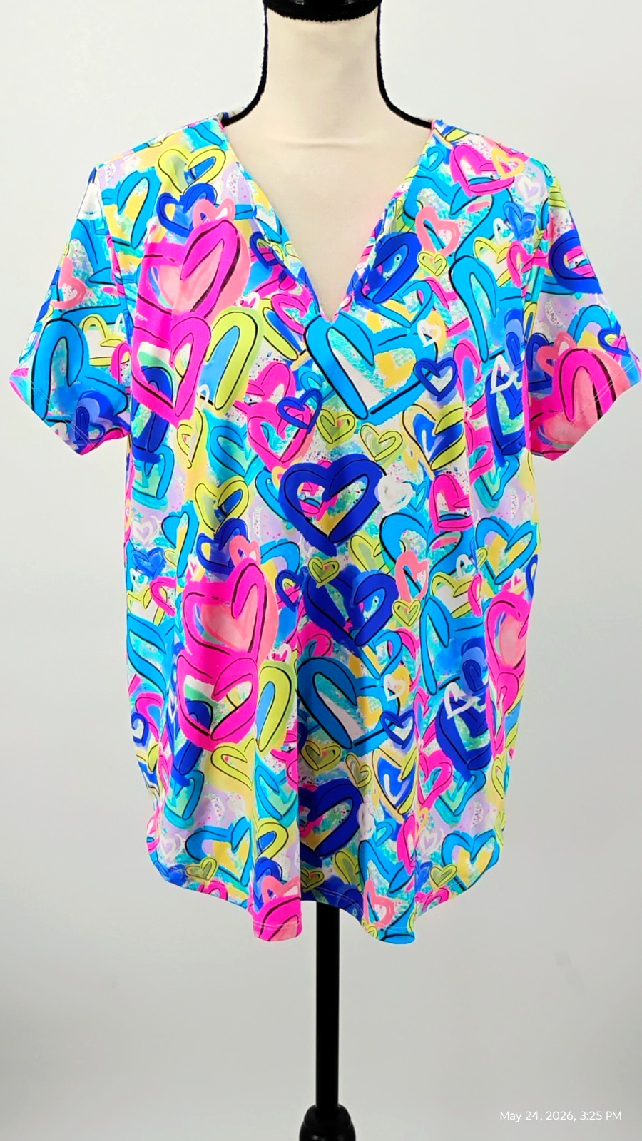 NEW Lulu-B Secret Love Hearts Short Sleeve Top UPF 50 Multicolor Size 1X