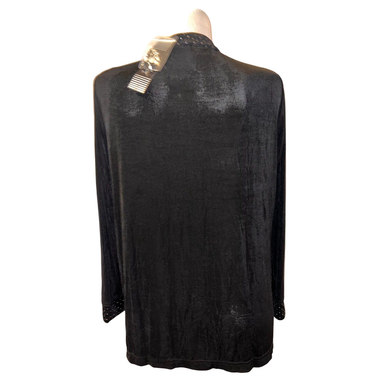 Slinky Brand Womens Black Studded Mandarin Collar Button Front Tunic Top XL NEW