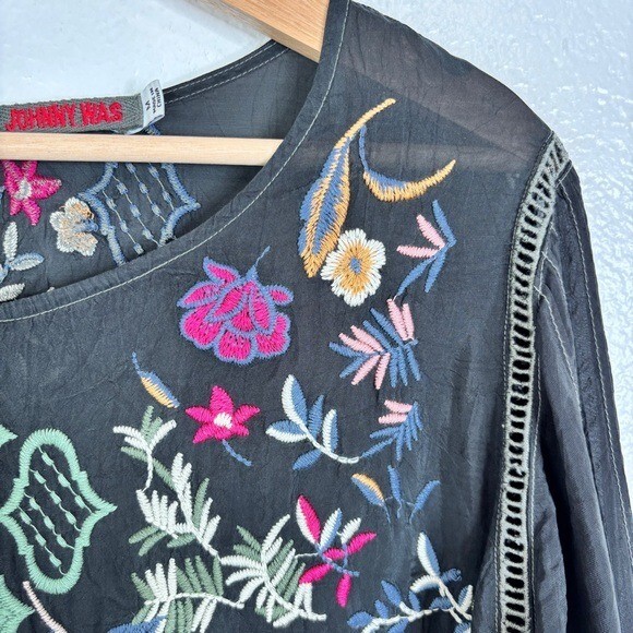 JOHNNY WAS Esmerelda Embroidered Floral Tunic Size Medium