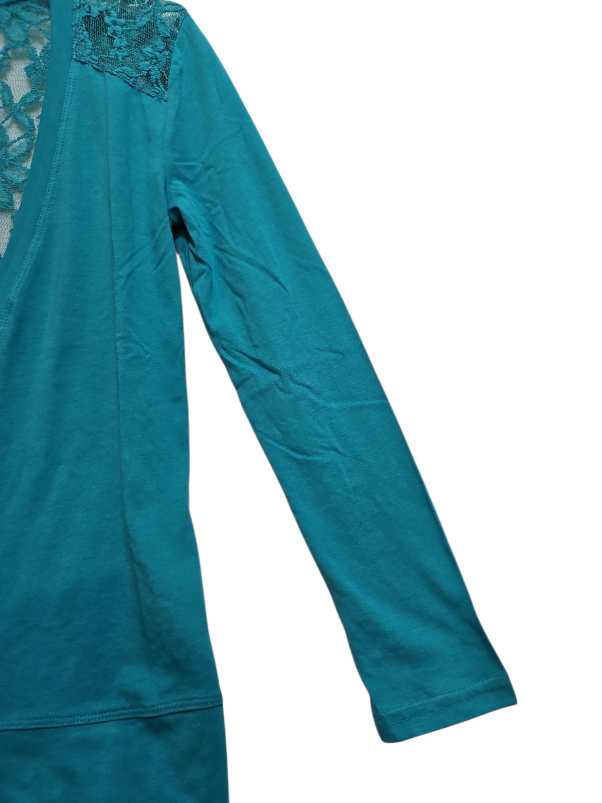 Sofra Cardigan Lace Women M Green Long Sleeve Floral Lightweight Travel Boho New