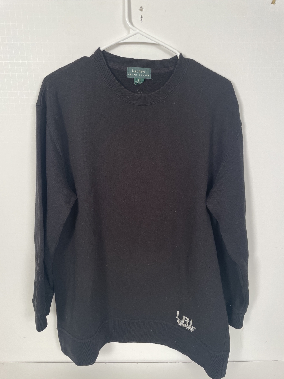 Ralph Lauren Sport Shirt Womens Medium Black White Pony Logo Long Sleeve big