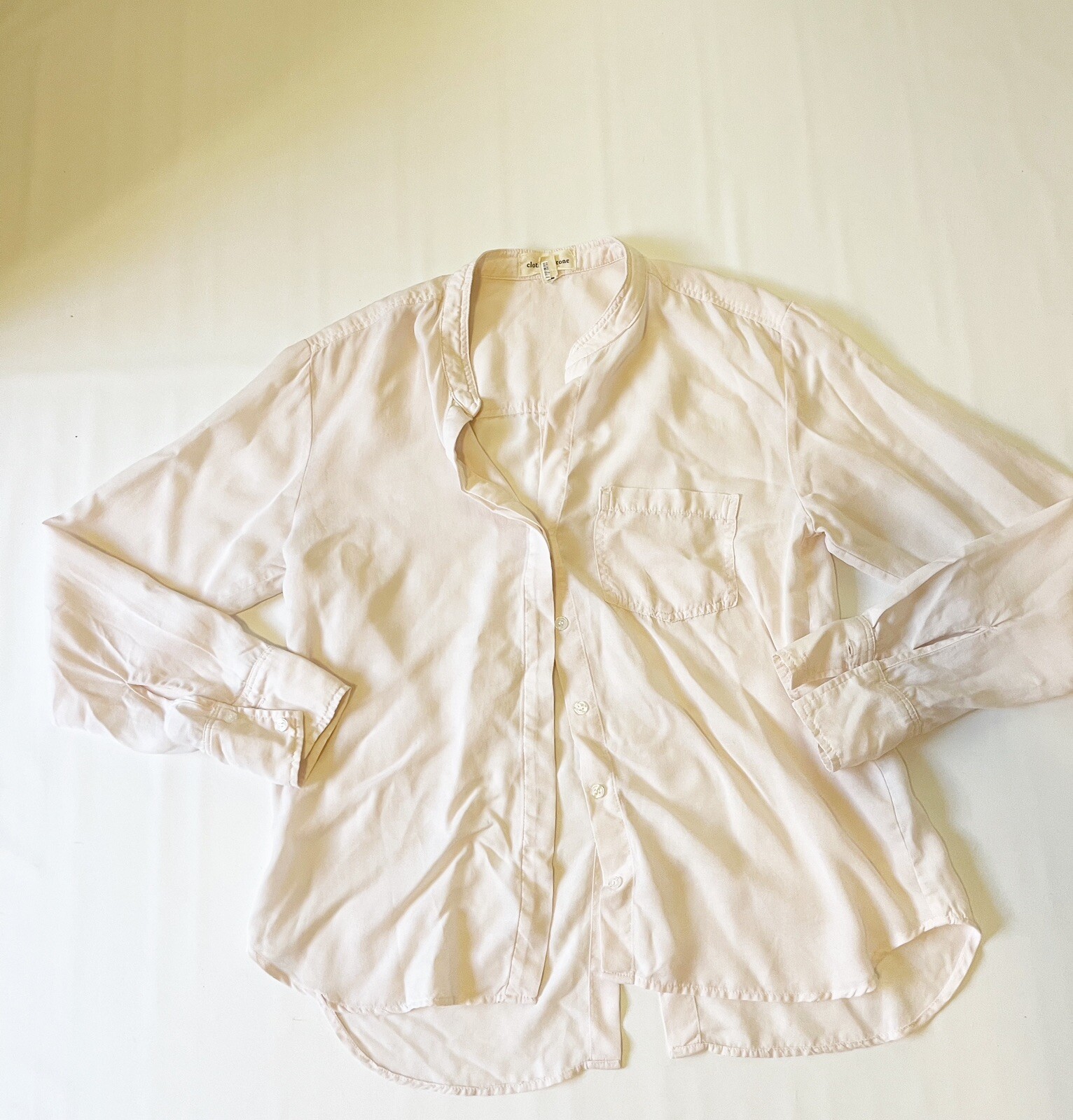 cloth and stone light pink manderin collar blouse size M