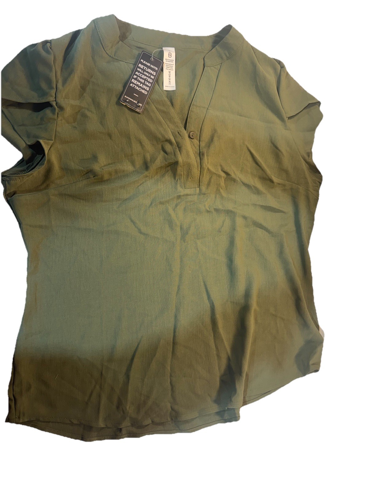 Blooming Jelly Cap Sleeve V Neck Blouse Size L Green