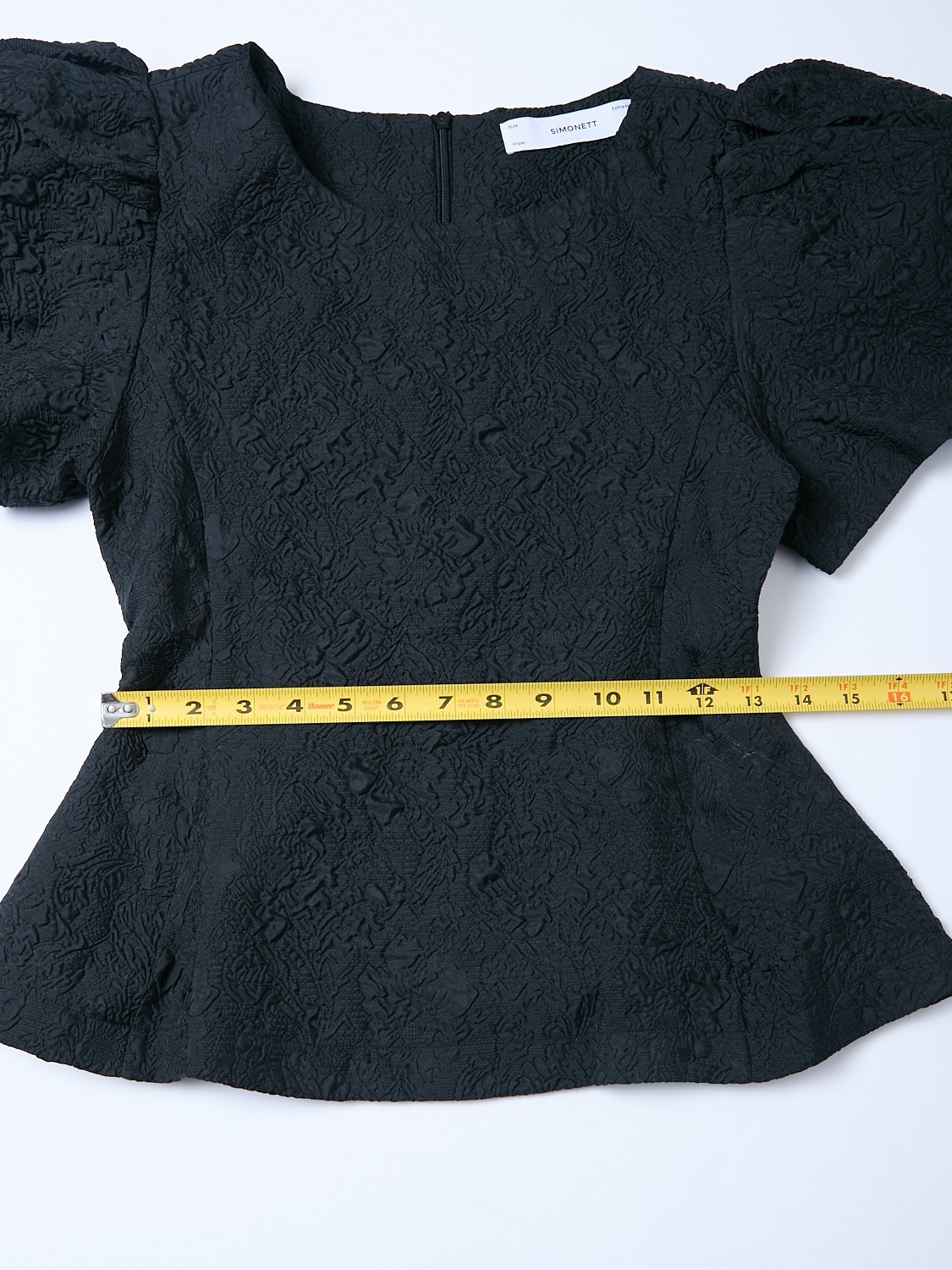 Simonett Puff Sleeve Structural Victorian Textured Japandi Scandi Style XS Top