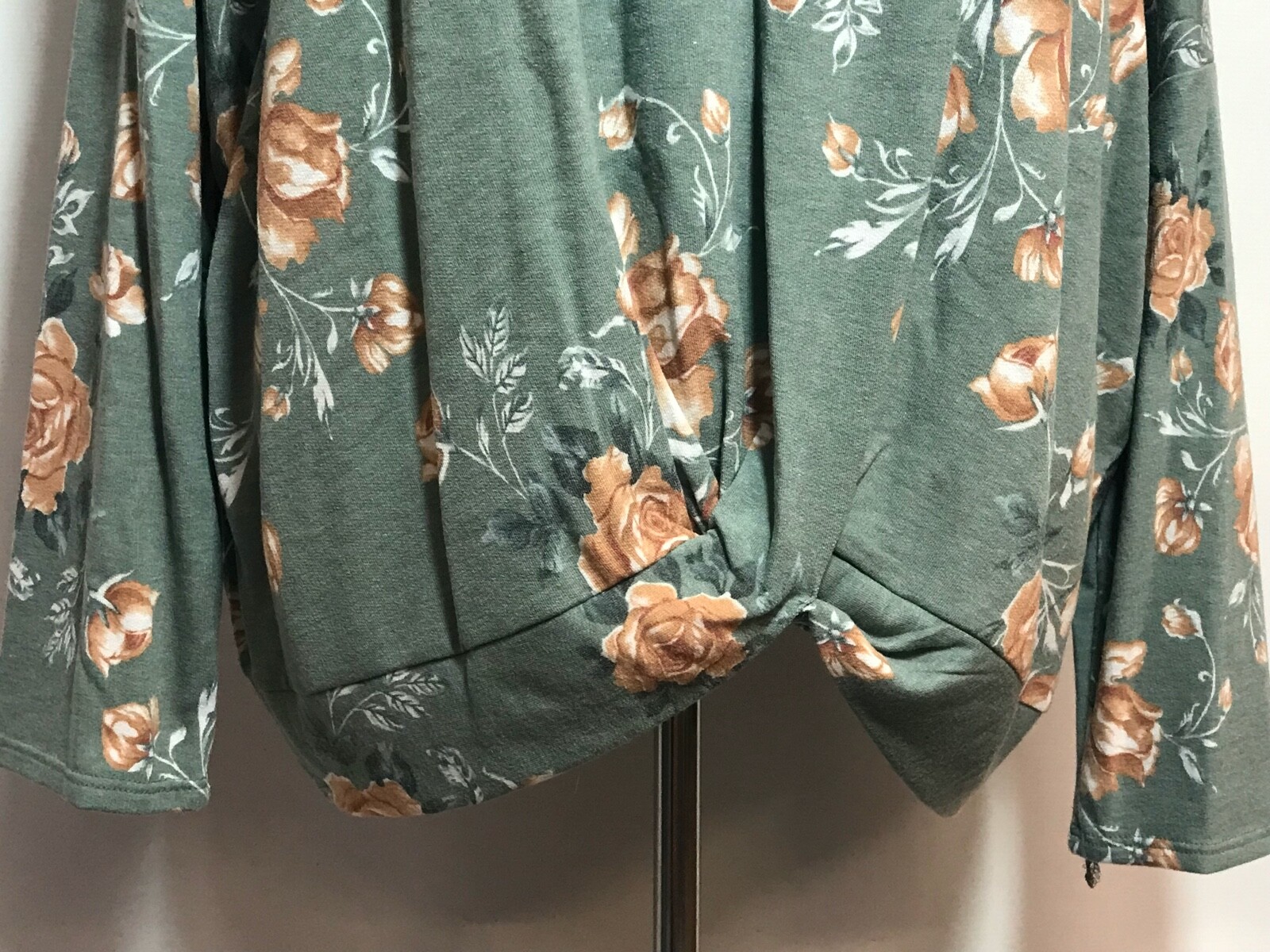 Crepas Ext PLUS Twist Banded Hem Dolman Cozy Knit Top Long Sleeve GREEN 4X 5X 6X