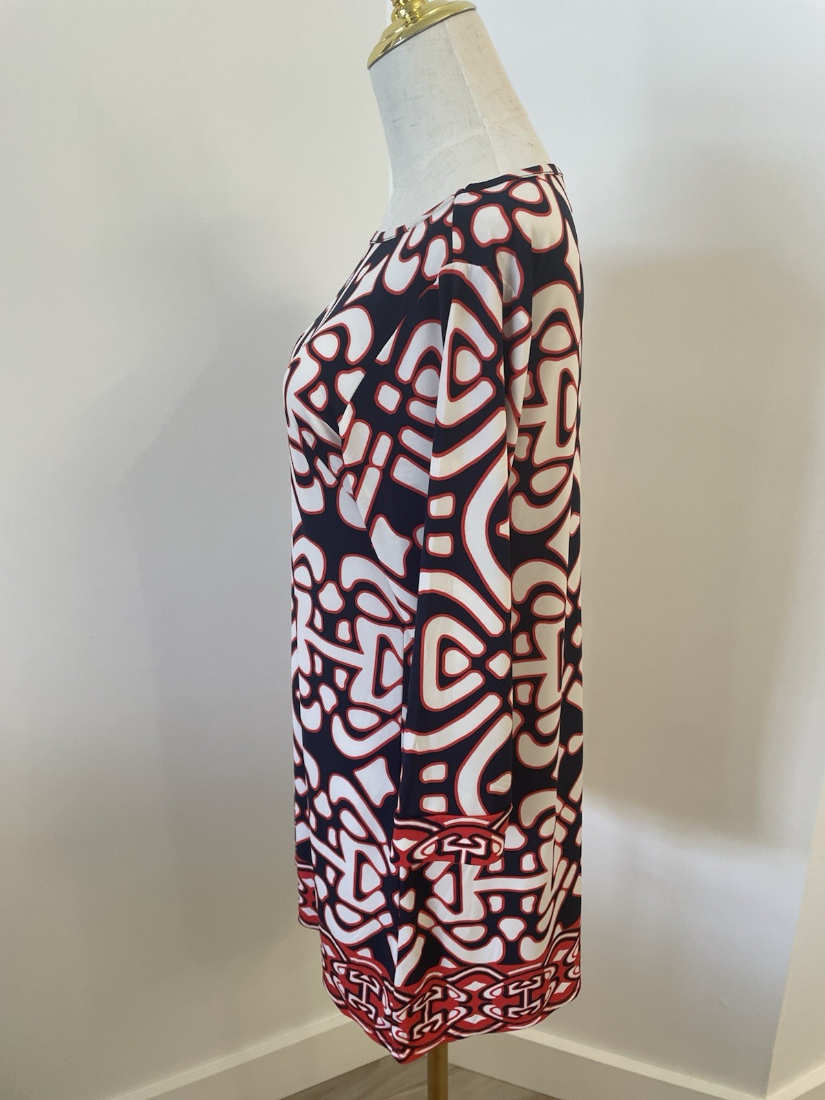 LAUNDRY by Design Sz. 8 Geometric MultiColored Stretch Tunic Top/Shift Classic