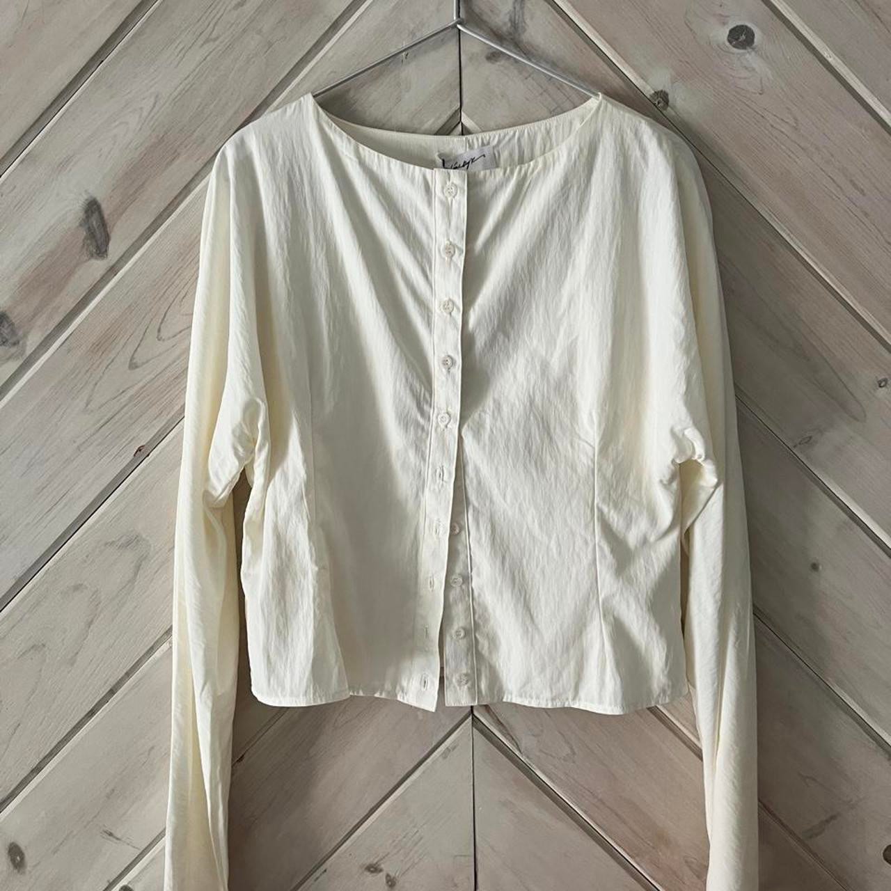 The Line by K Zhade top, cream, size L, NWT 73% Rayon 27% Nylon