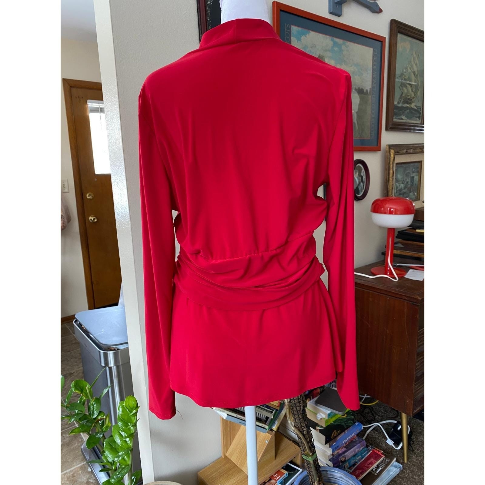 Y2K Ruched Wrap Peplum Red Top Medium Cinched Femme Glam Bratz Romantic Siren