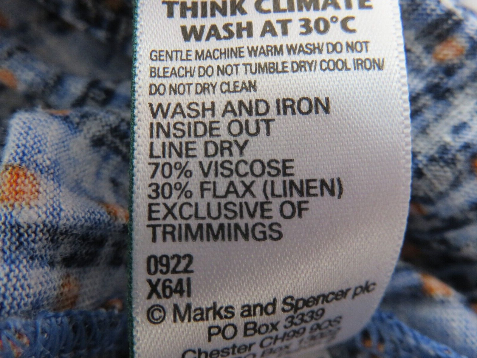 M&S PER UNA FAB BLUES IKAT ISH & ORANGE DOTS PATTERN 30% LINEN BLEND TOP UK 14