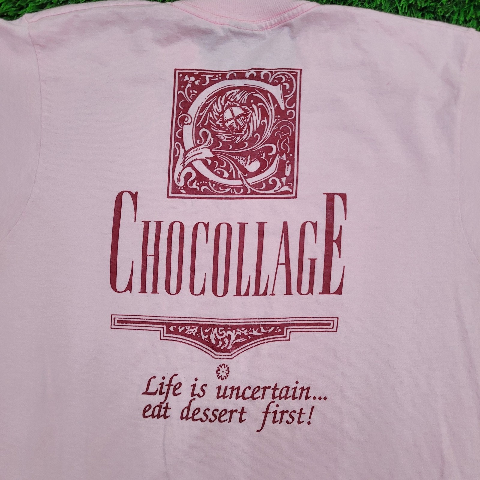 Vintage 90s Funny Chocollege Shirt Womens M 18×25 Chocoholic
