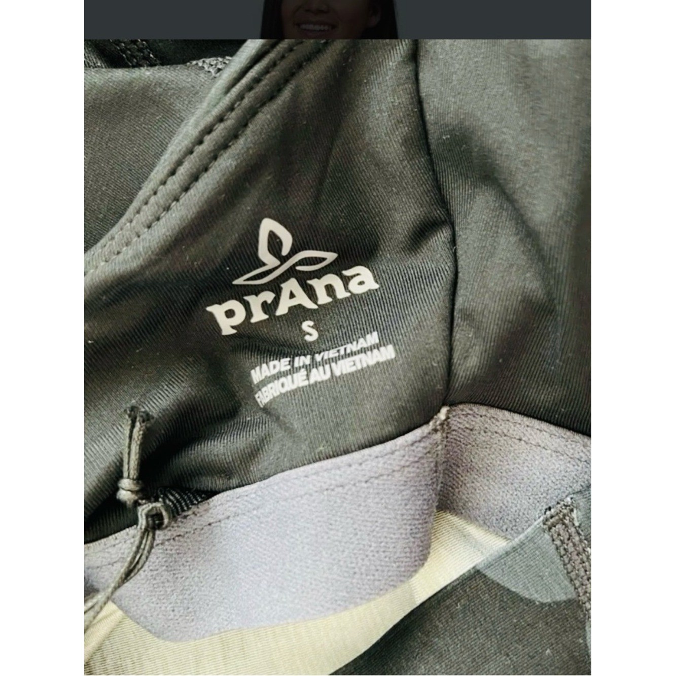 prAna Layna Bra Tank Scoop Neck Cross Back Black Camo Yoga Workout Small