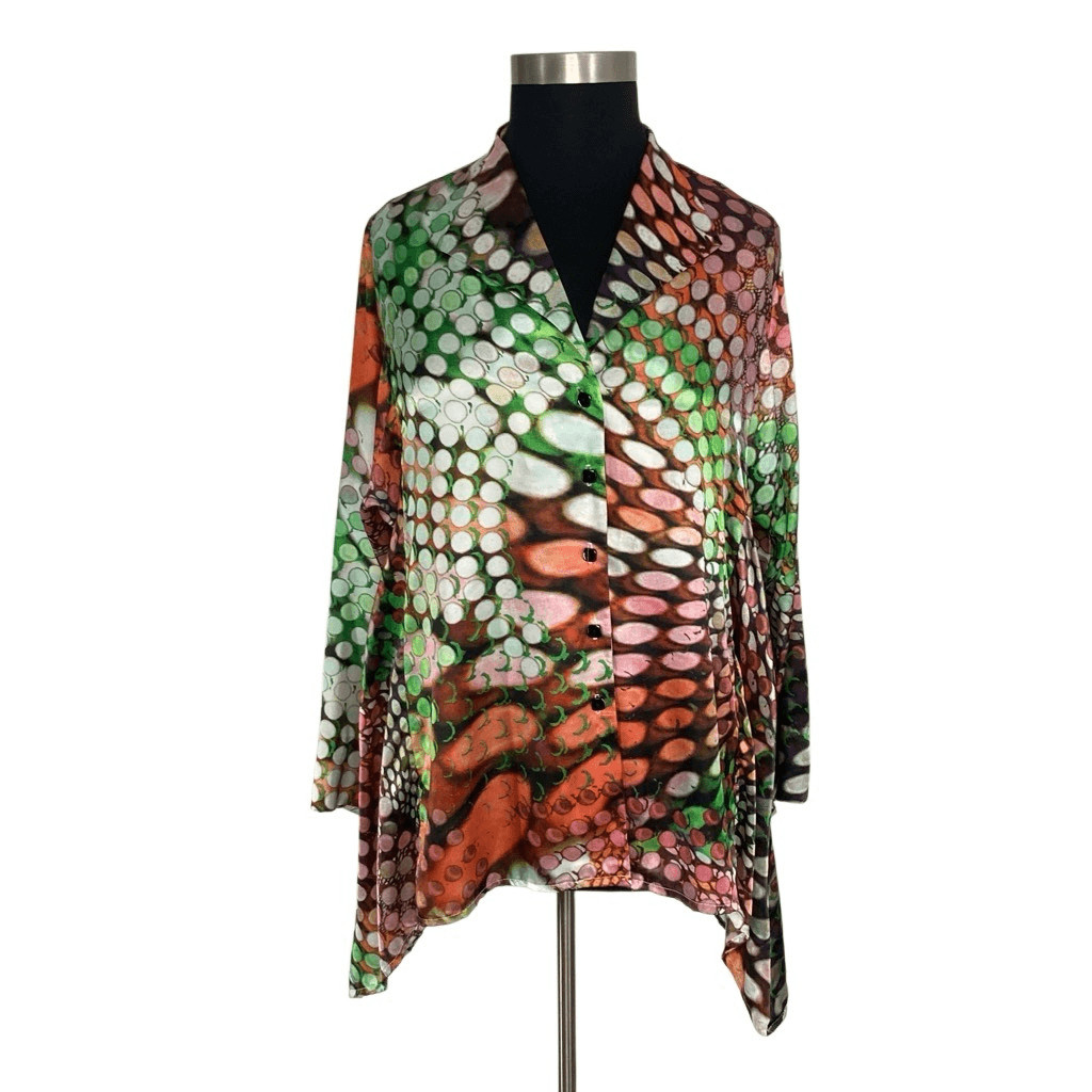 Carole Tomkins 1 XL 1X 2X 3X Big Shirt Kaleidoscope Art to Wear Whimsy Dots