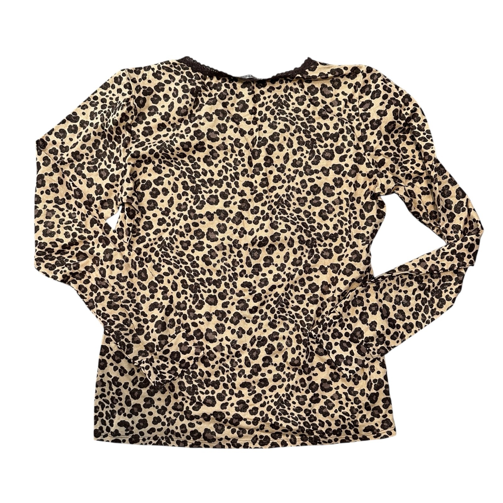 Esme Studios Inc Boutique Leopard Print Long Sleeve T-Shirt Medium Sparkle