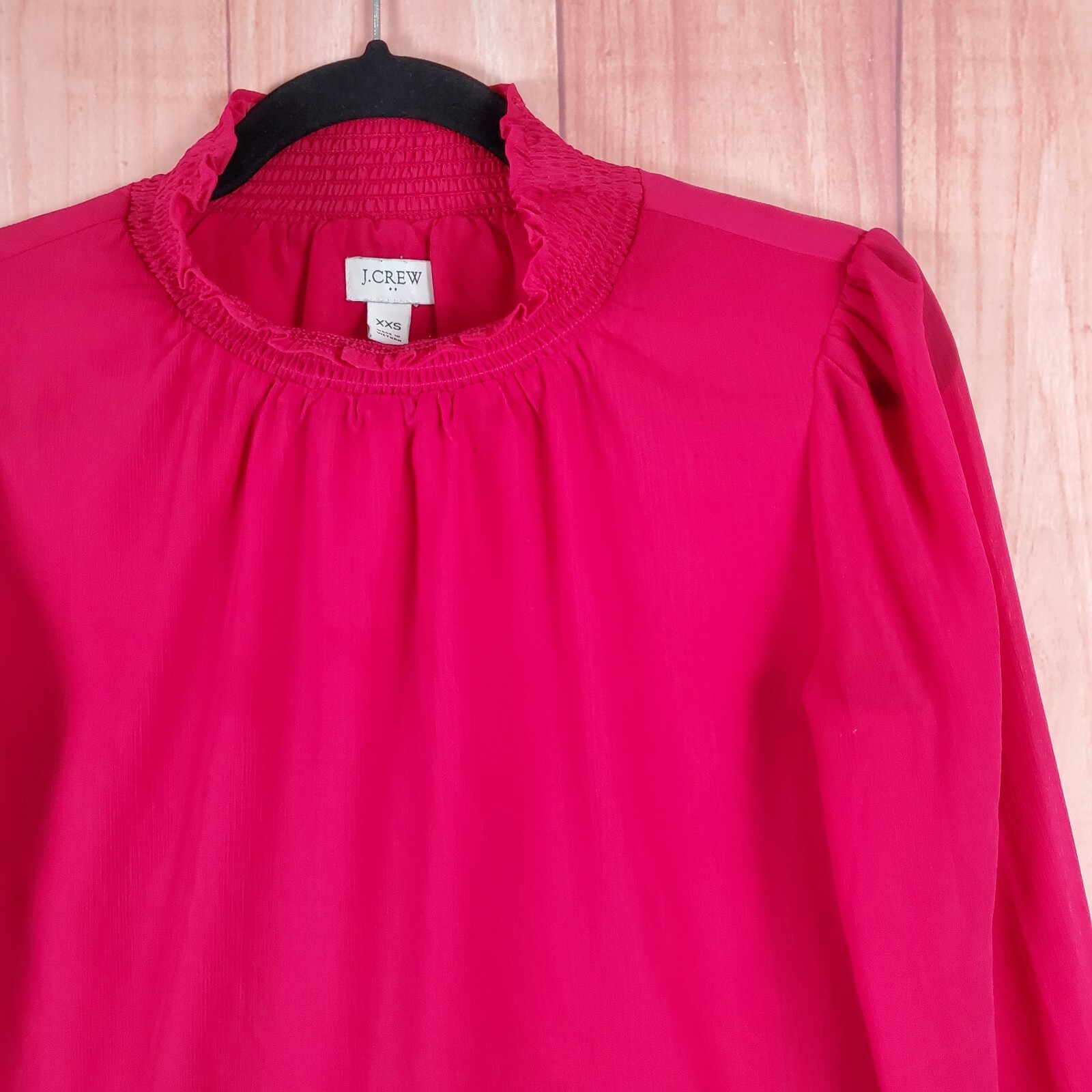 J Crew Long Sleeve Top Size 2XS Blouse Ruffle Neck