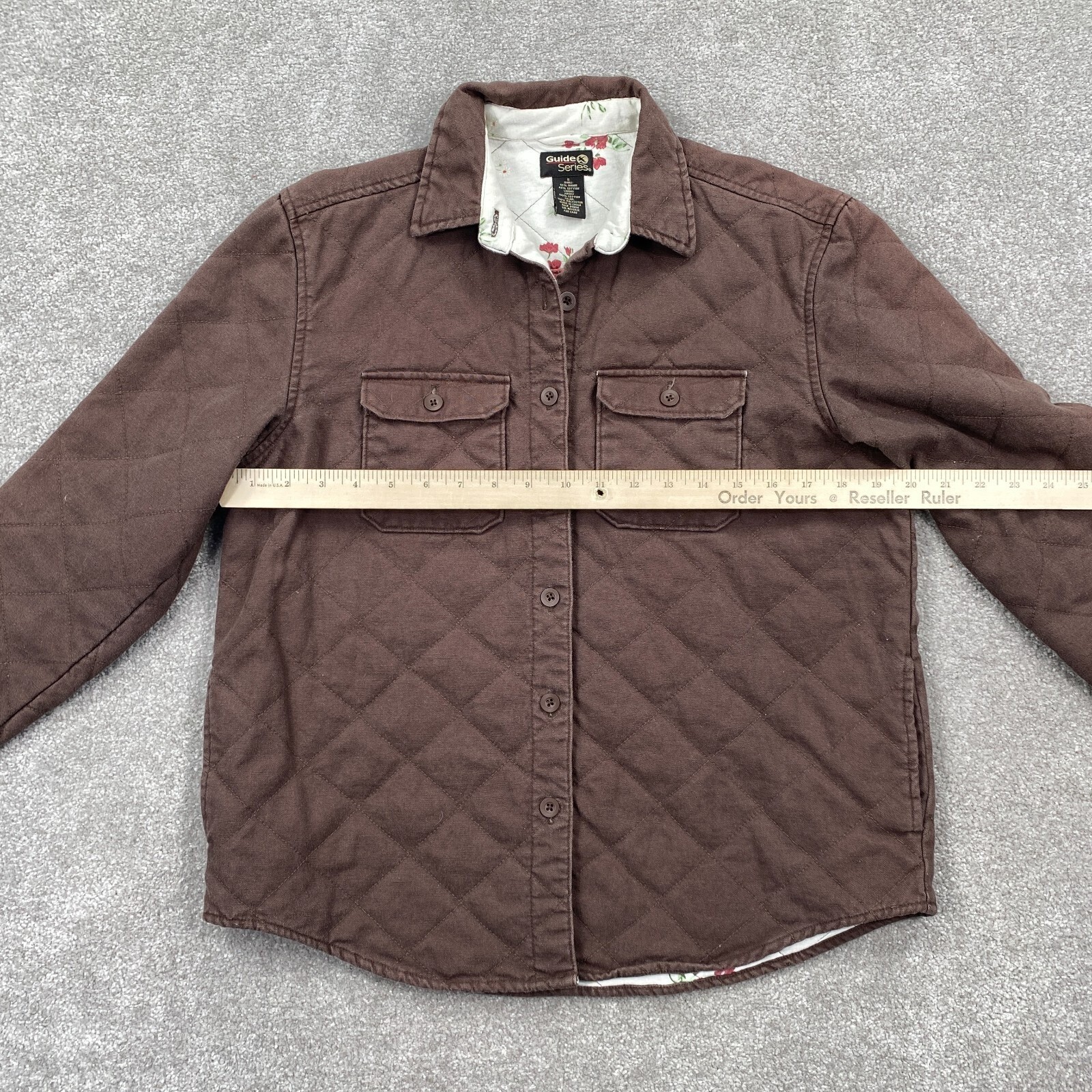 Guide Series Women’s Button Up Quilted Brushed Twill Shirt Jacket Size S Brown