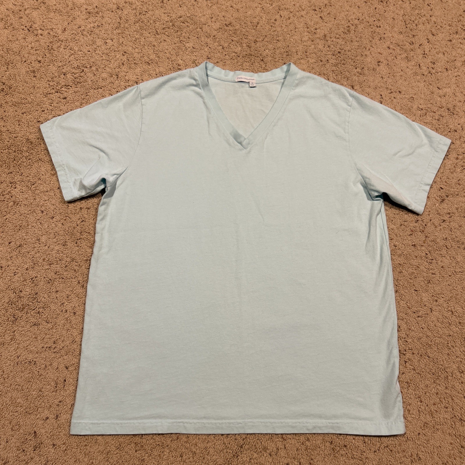 Fresh Produce size XL T-SHIRT SS V-Neck T Shirt Top Cotton Aqua D25