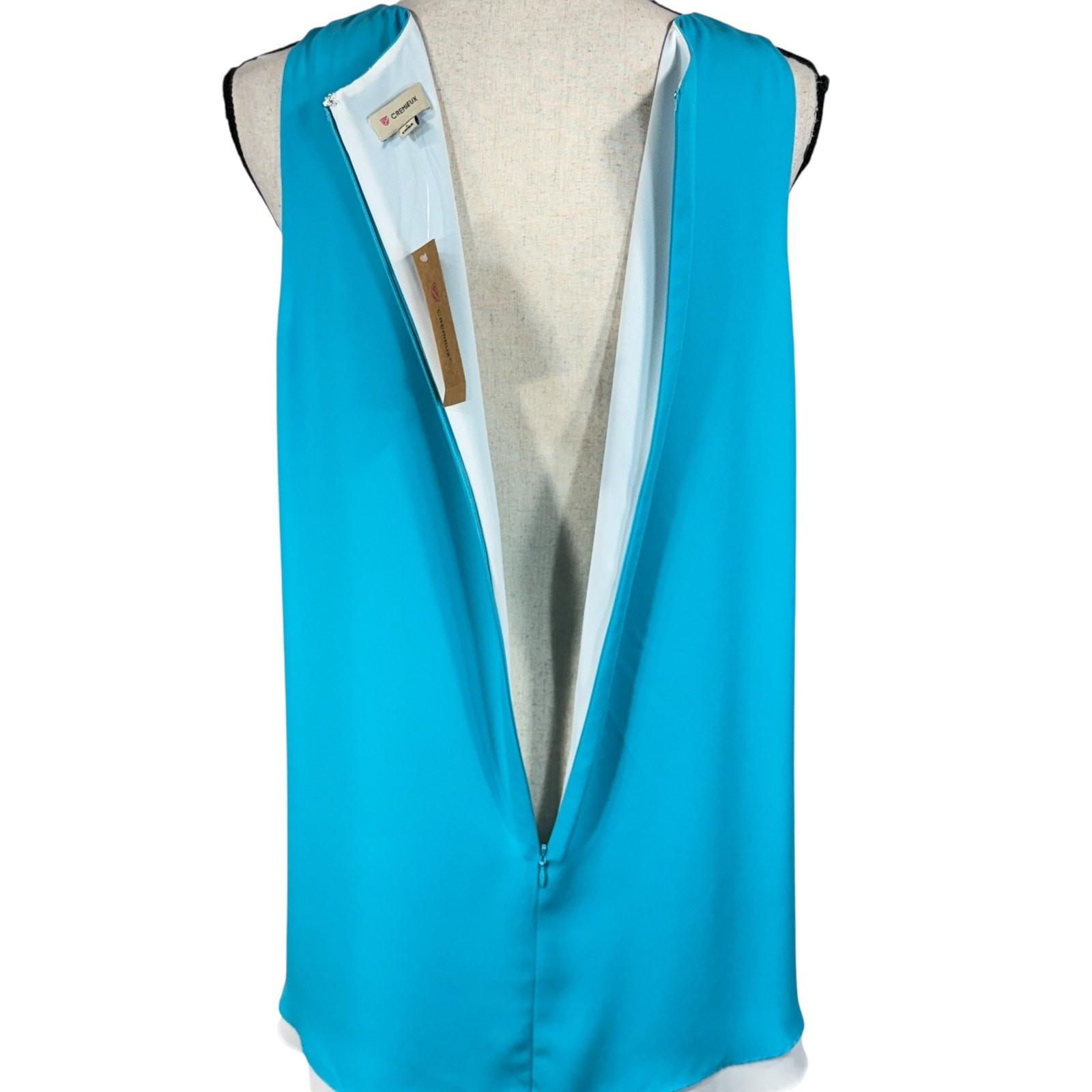 Cremieux Large Tunic Top Sleeveless Lined Rear Zipper Keyhole Neck Lightweight