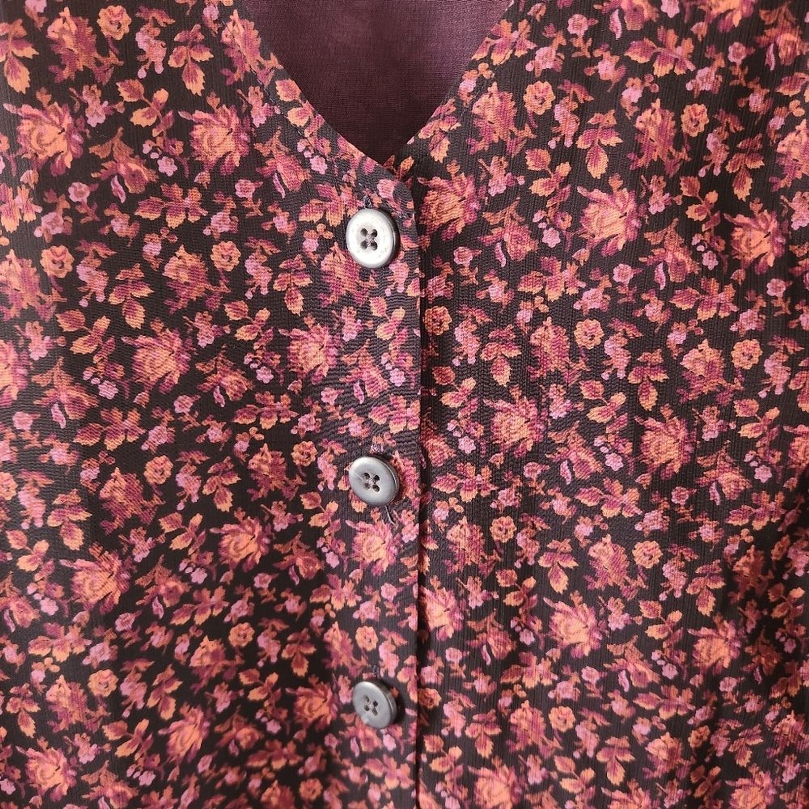 Madewell (Re)sourced Georgette Smocked-Cuff Button-Front Top in Orchard Floral 2