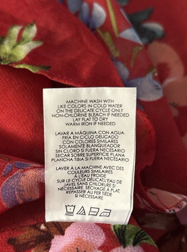 Cabi Devoted Red Floral Lined Blouse #3590 Size Medium Business Casual