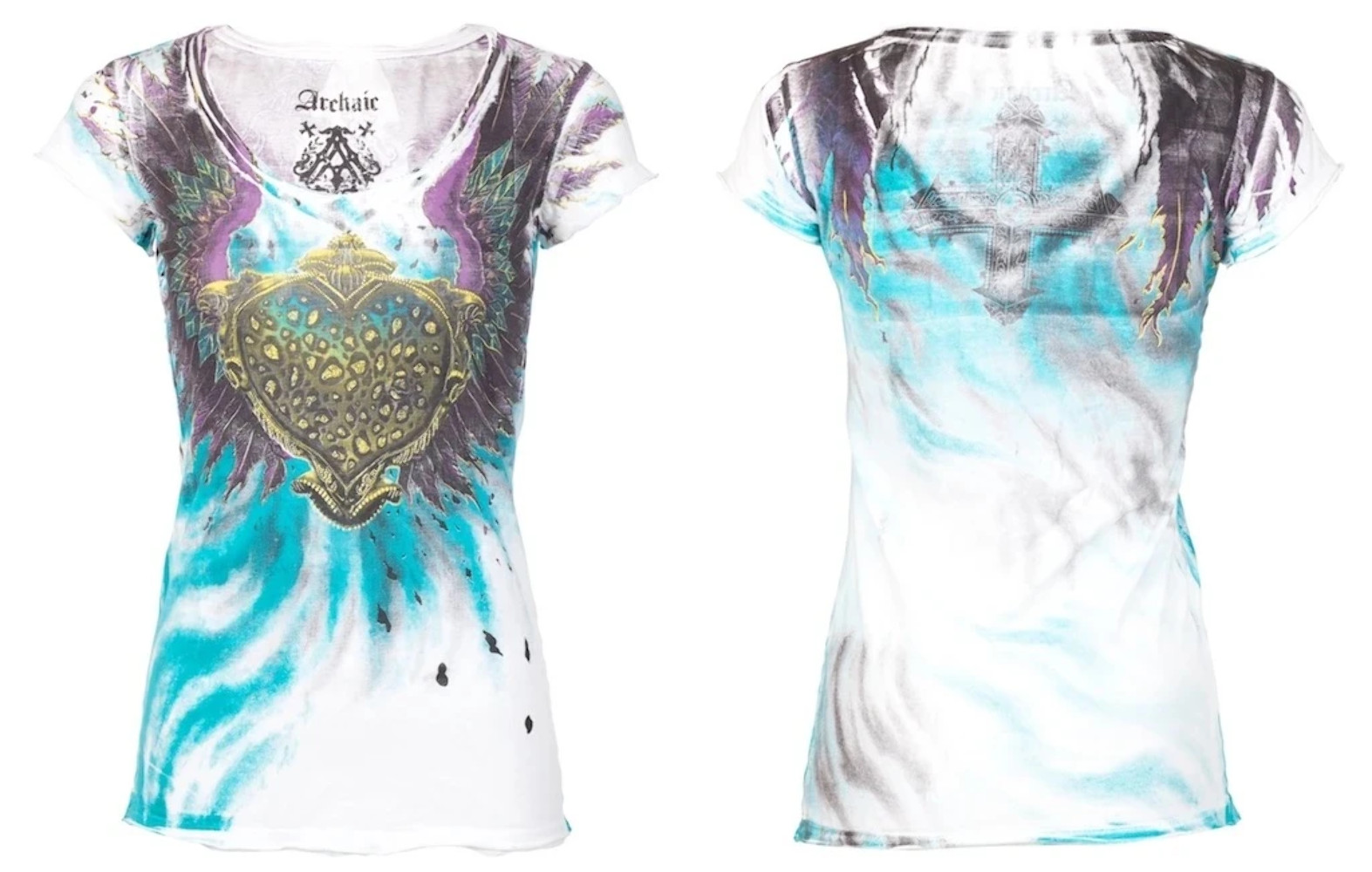 Archaic Affliction Women’s T-Shirt Short Sleeve ON MY WAY Tattoo Wings Biker