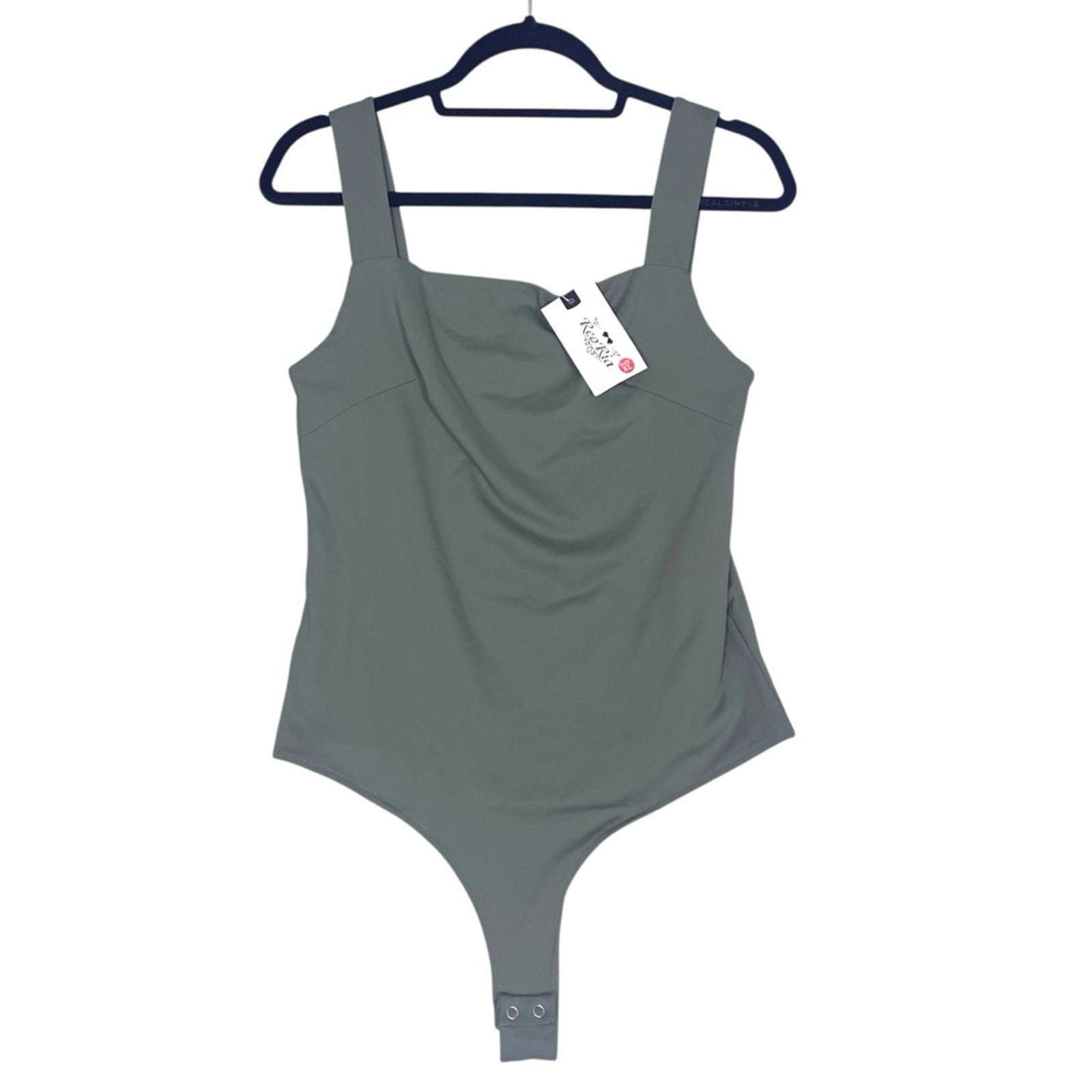 Reoria Body Suit Womens XL Olive Green Scoop Neck Thong Shapewear New With Tags