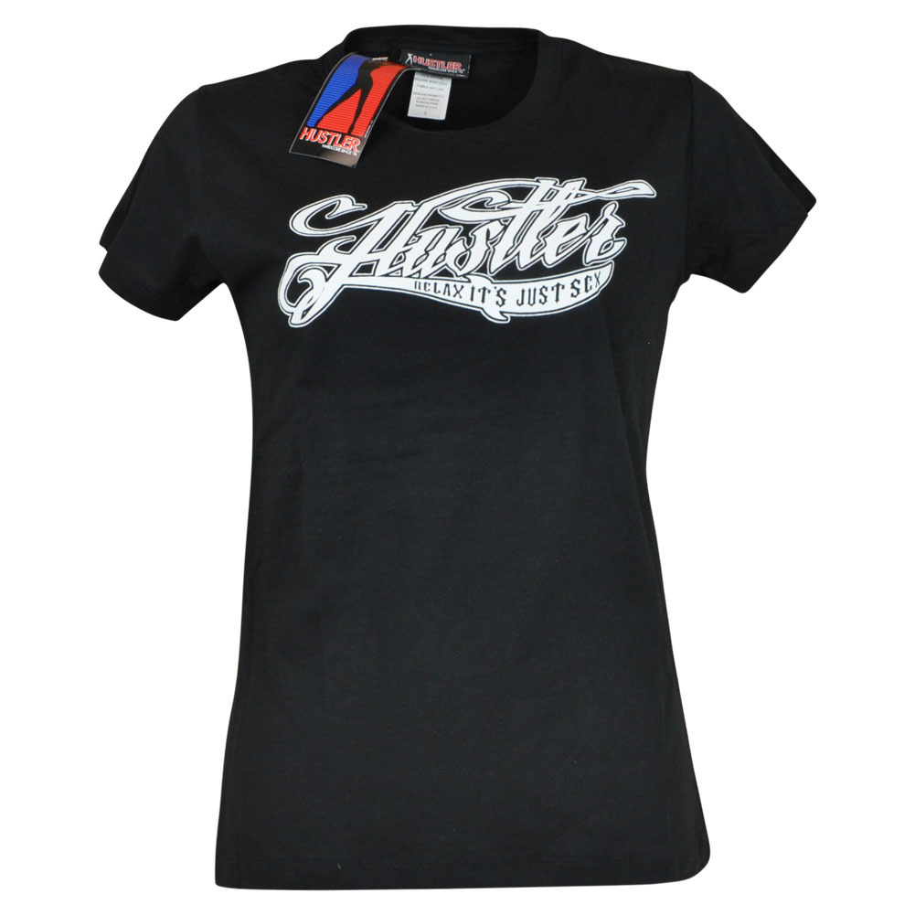 Hustler Clothing Brand Relax Its Just Sex Petite Womens Tshirt Tee Black