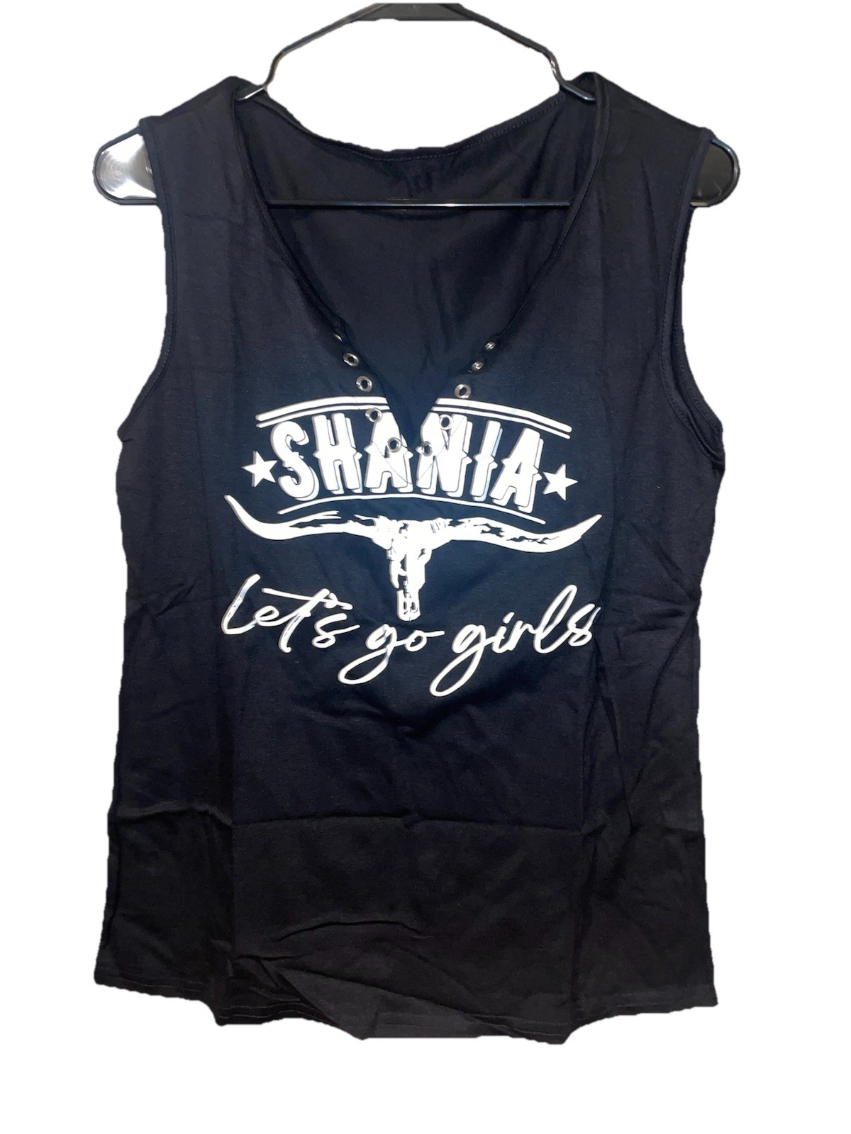 Women’s Black Sleeveless Shania Twain Country Music Shirt Sz Medium New