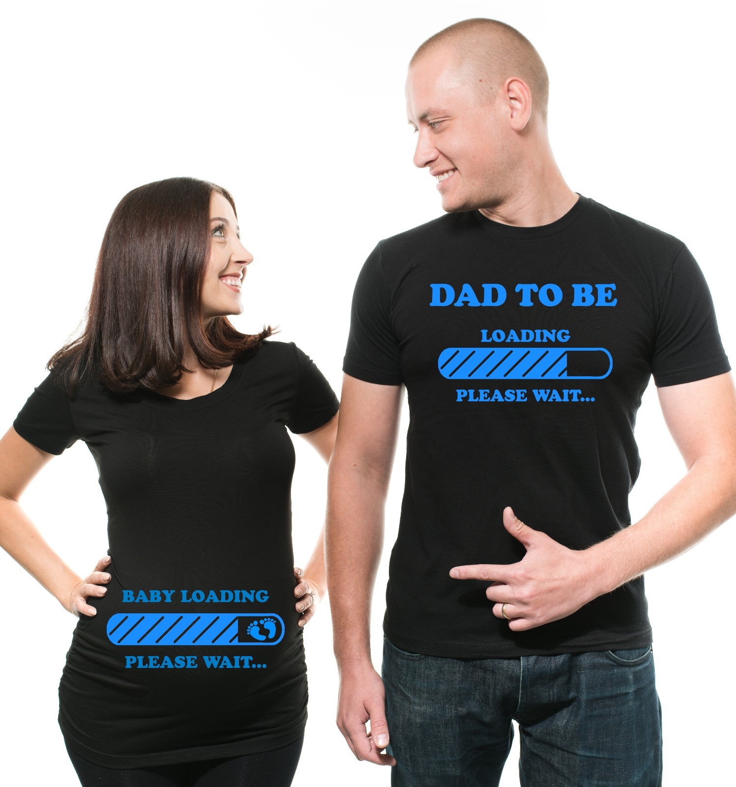 Pregnancy Funny Couple T-shirts Baby Loading Dad To Be Maternity Baby Shower Tee