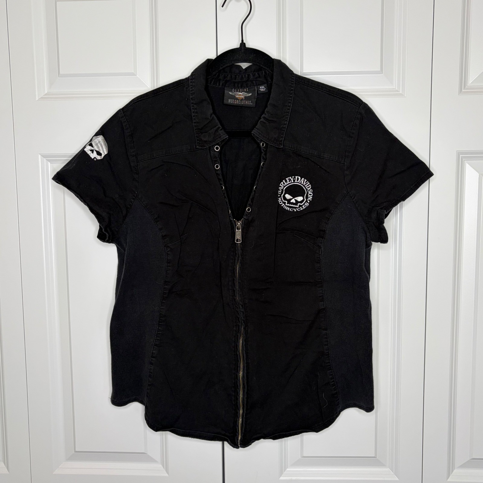 Harley-Davidson Black Corset Lace Up Top Women 2XL Biker Moto Grunge