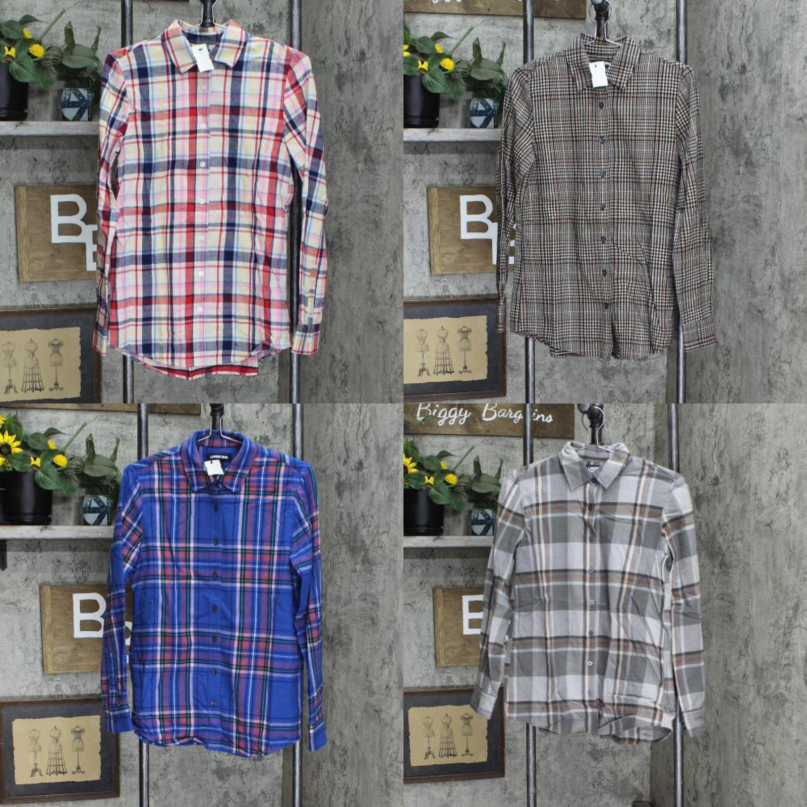 lands’ End Women’s Flannel Boyfriend Fit Long Sleeve Shirt 519651 XS S Tall