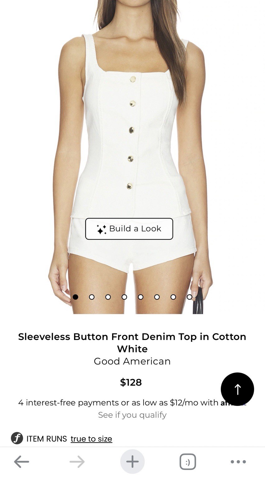 Good American Women’s White Cotton Denim Sleeveless Button Front Top XS NWT