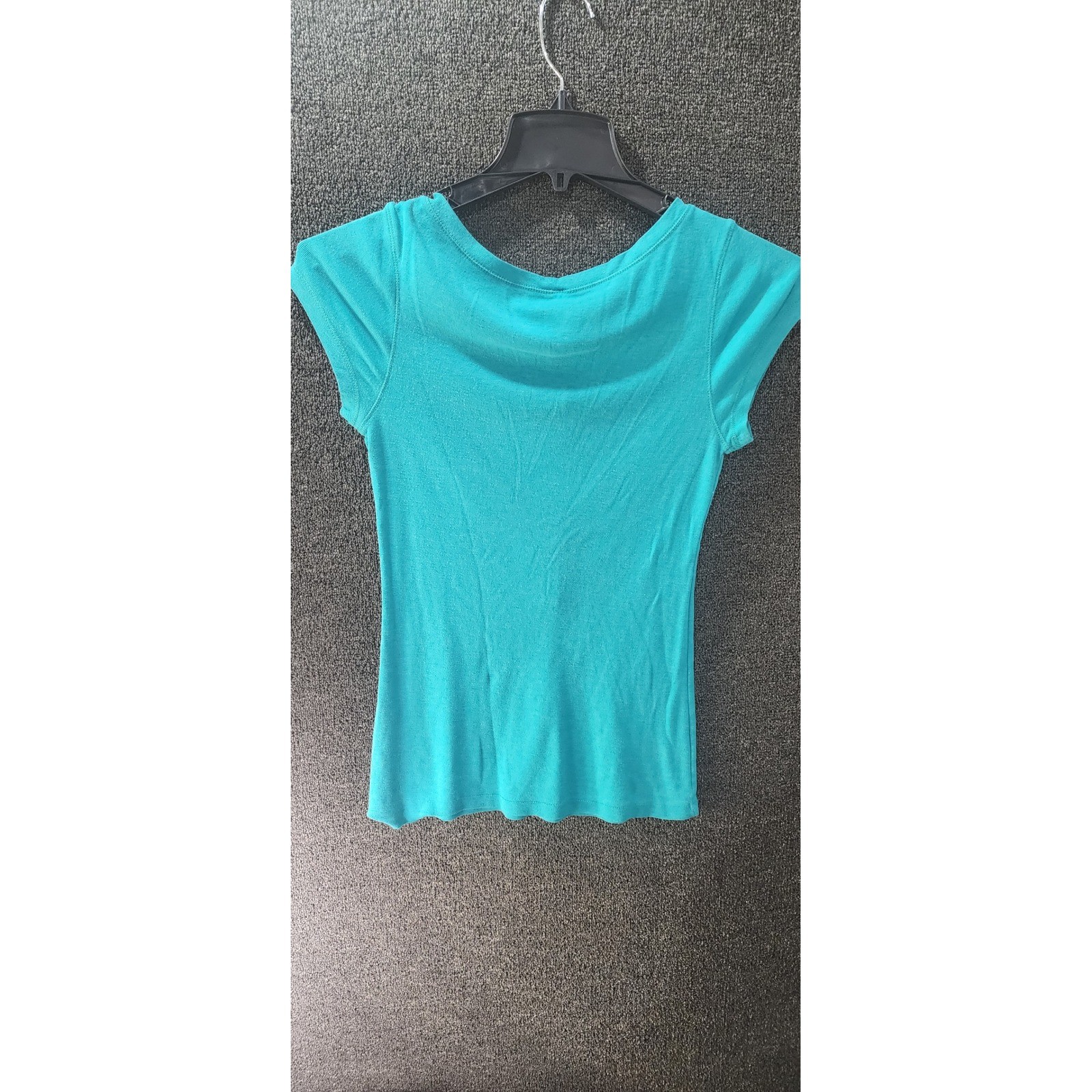 No Boundaries Womens Henley Top Short Sleeve Deep Aqua Teal NJ33T101HH Small