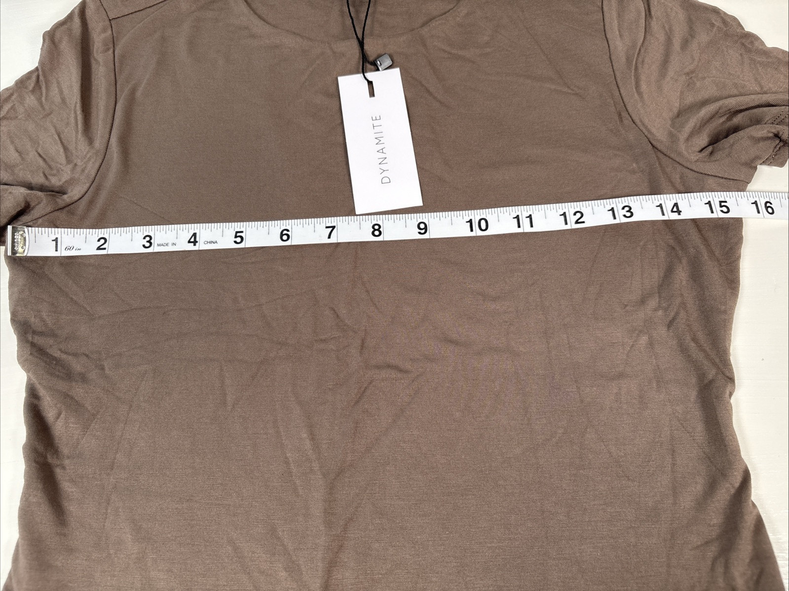 Dynamite Solid Short Sleeve T-Shirt Soft Brown Round Neck Size P/S