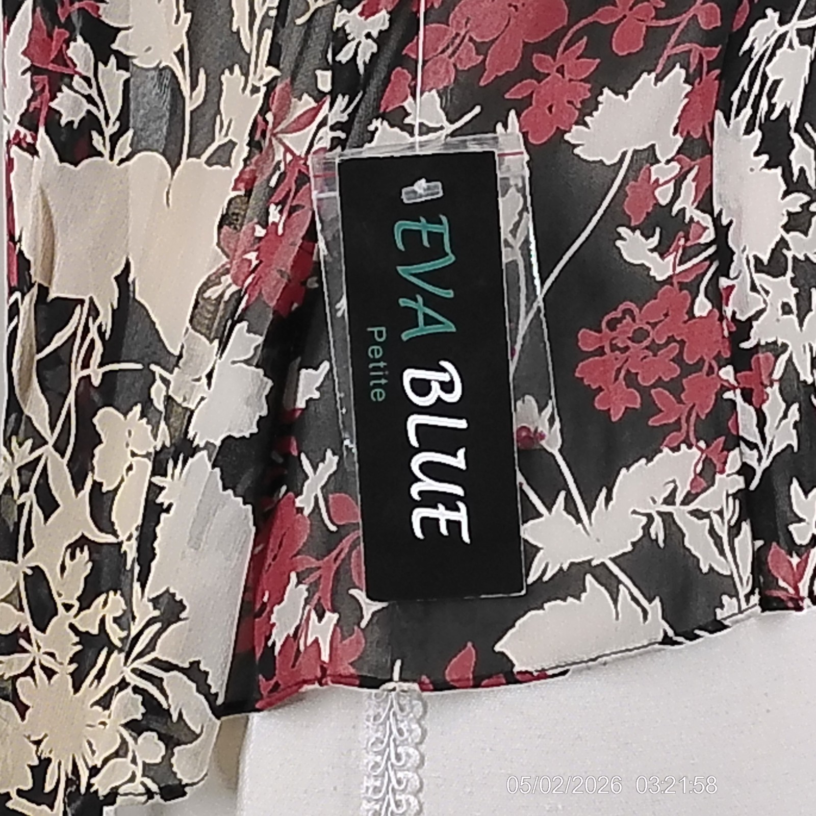 Eva Blue Petite 14 Boho Sheer Floral Kimono Cardigan Black Red Open Front