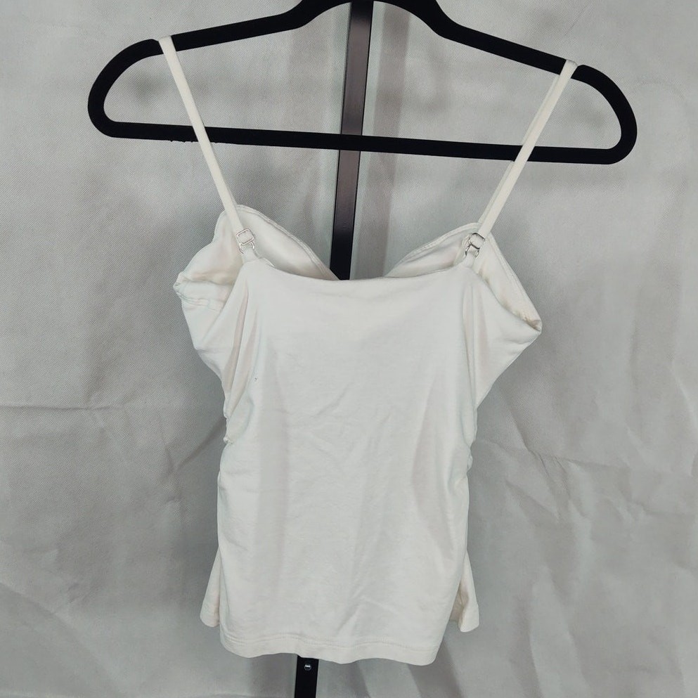 A.L.C. Cami Tank Top White Ruched Center Seam Built in Bra Support Large
