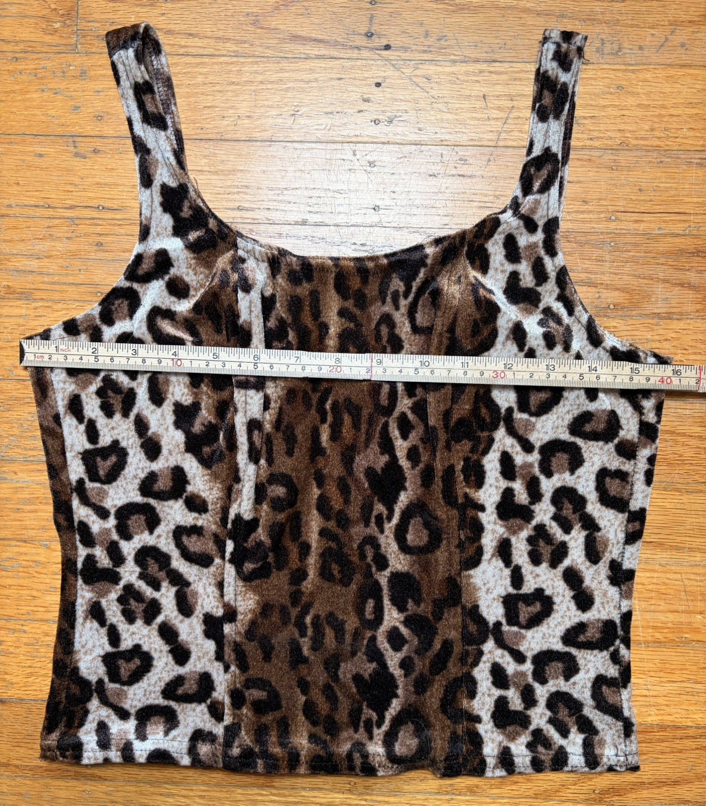 Vintage 90s y2k Velvet Leopard Print Tank Top Sz M Punk Grunge Goth Corset Cami