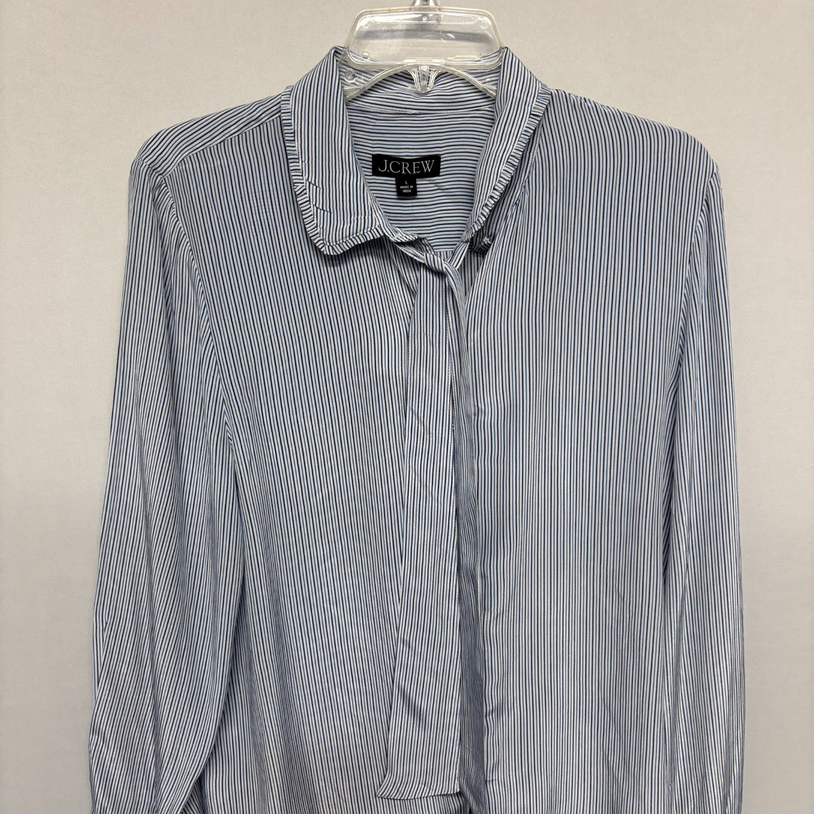 NWT J. Crew Women Removable Tie Neck Button Shirt Top Size Large SP25 C130 -4