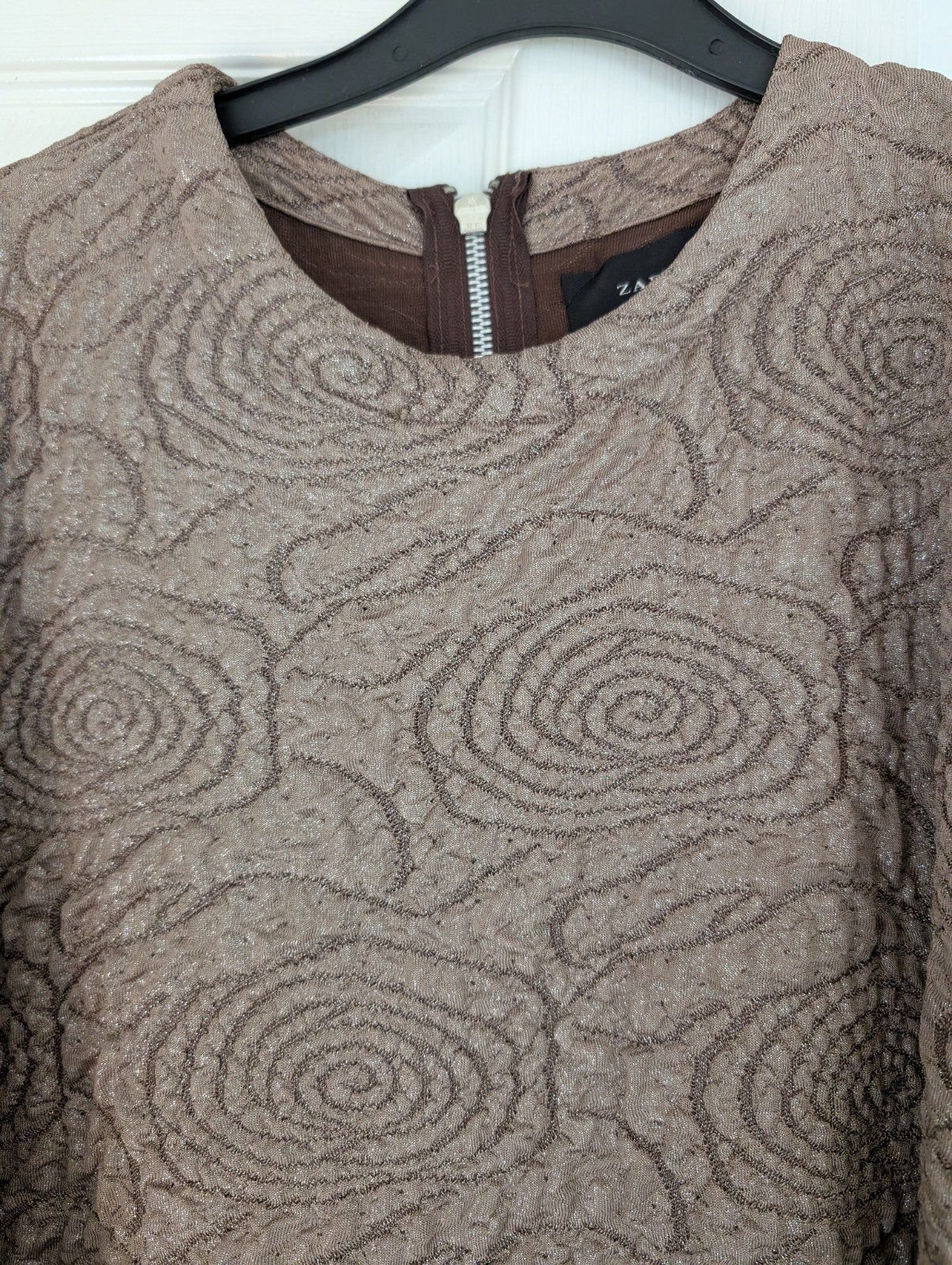 Zara Special Edition Bronze Metallic Style Rose Embossed Texture Soft Top Medium